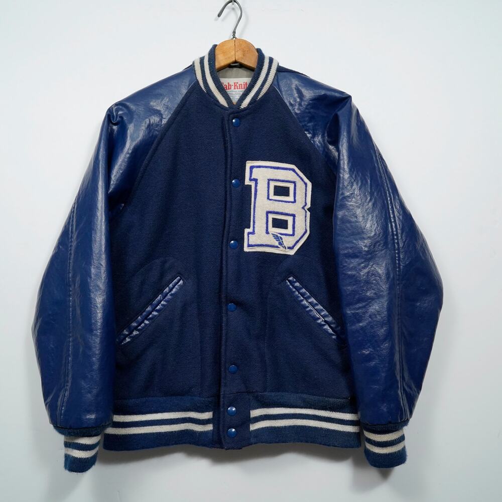 Vintage Varsity Jacket Fab-Knit Waco Texas Wool Leather Sleeves USA Made